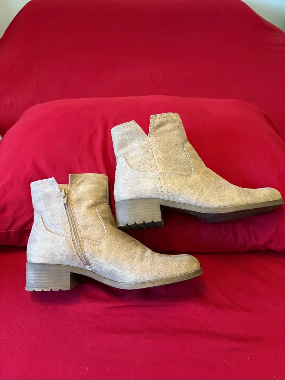Frye And Co. Tan Low Heel Ankle Booties